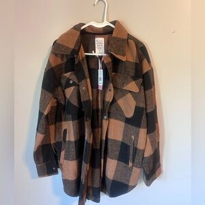 Fornia Butterscotch Plaid Shacket - Medium